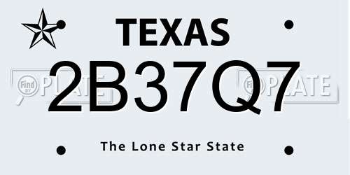 2B37Q7 Texas License Plate