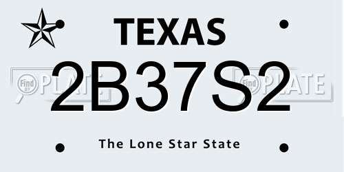 2B37S2 Texas License Plate