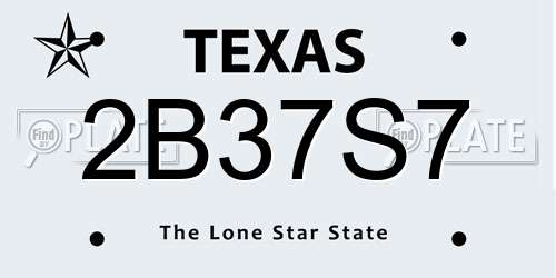 2B37S7 Texas License Plate