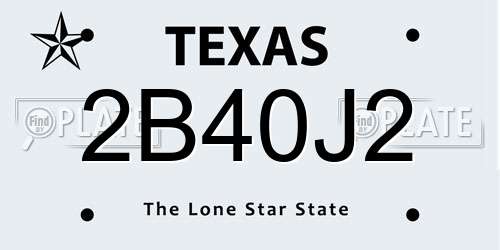 2B40J2 Texas License Plate