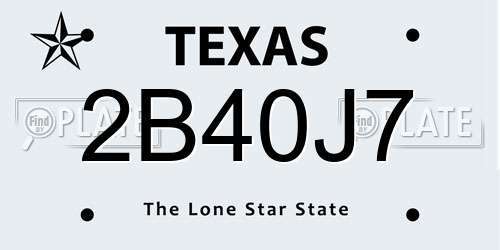 2B40J7 Texas License Plate