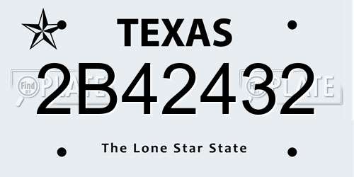 2B42432 Texas License Plate