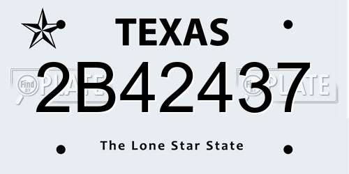 2B42437 Texas License Plate
