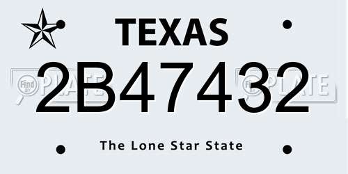 2B47432 Texas License Plate