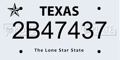 2B47437 Texas License Plate