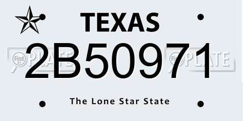 2B50971 Texas License Plate
