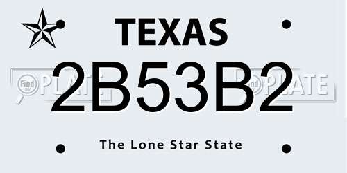 2B53B2 Texas License Plate