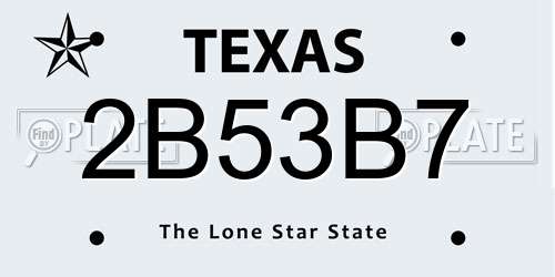 2B53B7 Texas License Plate