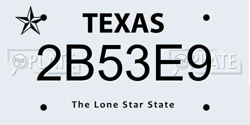 2B53E9 Texas License Plate