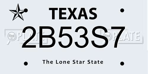 2B53S7 Texas License Plate