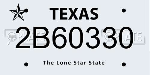 2B60330 Texas License Plate