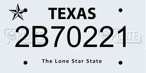 2B70221 Texas License Plate