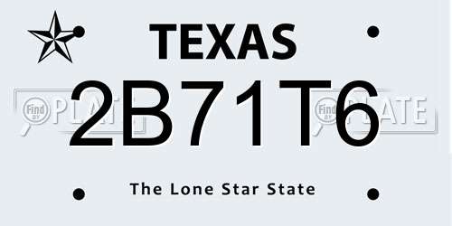2B71T6 Texas License Plate