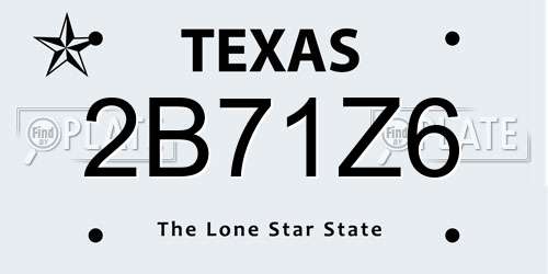 2B71Z6 Texas License Plate