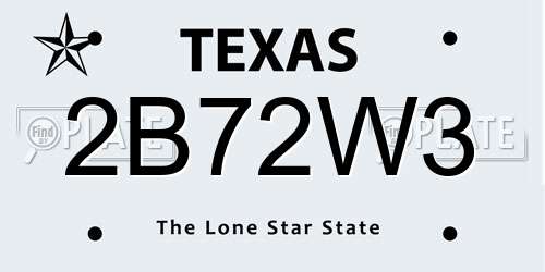 2B72W3 Texas License Plate