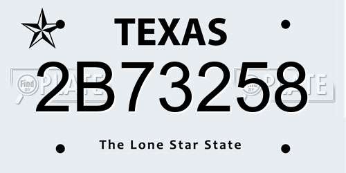 2B73258 Texas License Plate