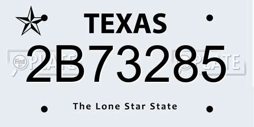 2B73285 Texas License Plate