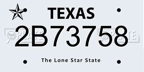 2B73758 Texas License Plate