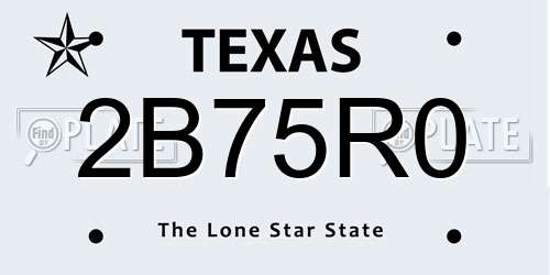 2B75R0 Texas License Plate