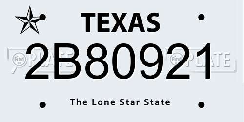 2B80921 Texas License Plate