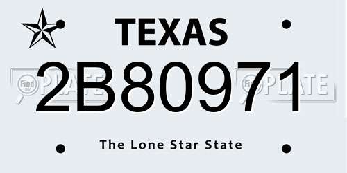 2B80971 Texas License Plate