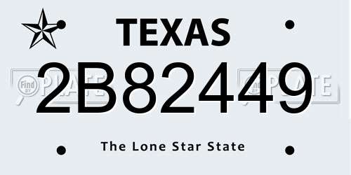 2B82449 Texas License Plate