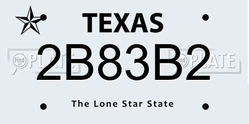 2B83B2 Texas License Plate