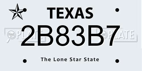 2B83B7 Texas License Plate