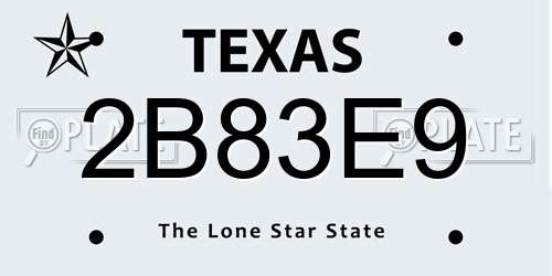 2B83E9 Texas License Plate
