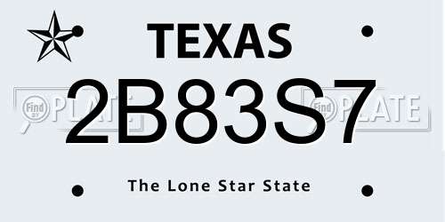 2B83S7 Texas License Plate
