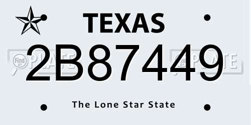 2B87449 Texas License Plate
