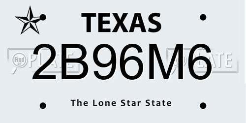 2B96M6 Texas License Plate
