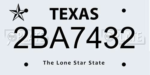 2BA7432 Texas License Plate