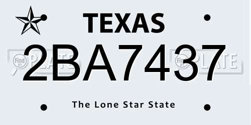 2BA7437 Texas License Plate
