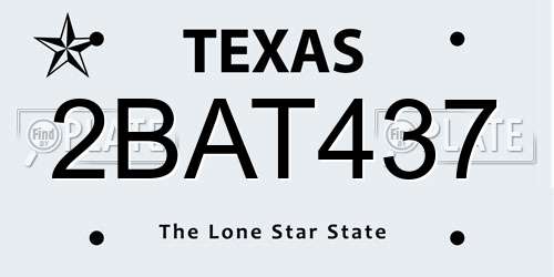 2BAT437 Texas License Plate