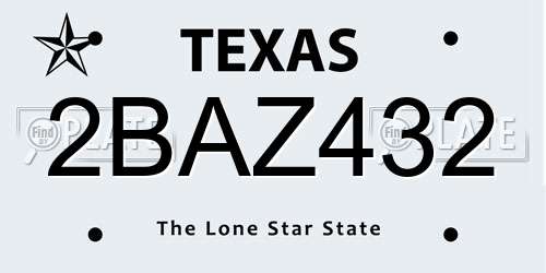 2BAZ432 Texas License Plate