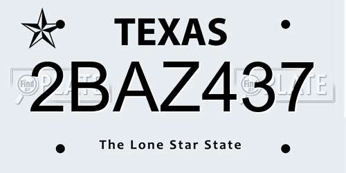 2BAZ437 Texas License Plate