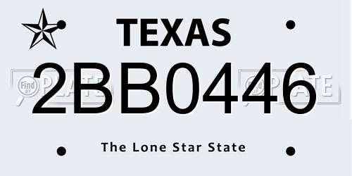 2BB0446 Texas License Plate