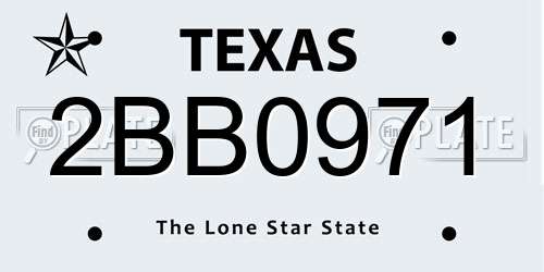 2BB0971 Texas License Plate