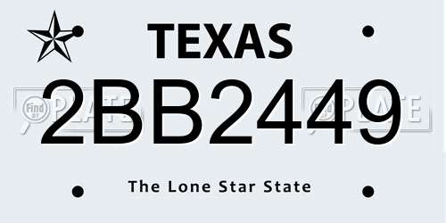 2BB2449 Texas License Plate