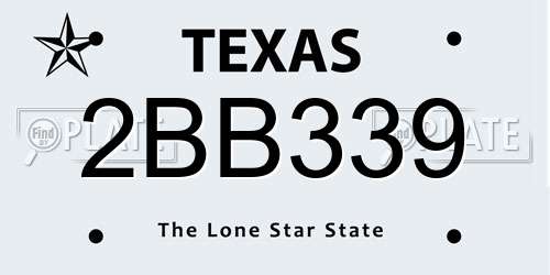 2BB339 Texas License Plate