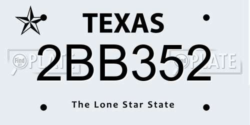 2BB352 Texas License Plate