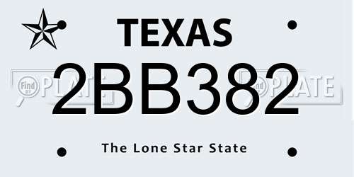 2BB382 Texas License Plate