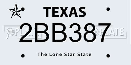 2BB387 Texas License Plate