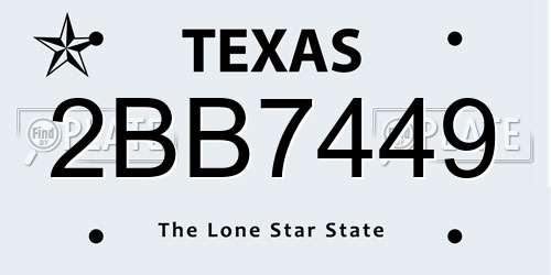 2BB7449 Texas License Plate