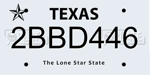 2BBD446 Texas License Plate