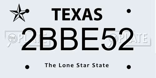 2BBE52 Texas License Plate