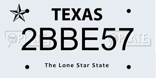 2BBE57 Texas License Plate