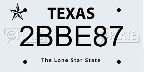 2BBE87 Texas License Plate