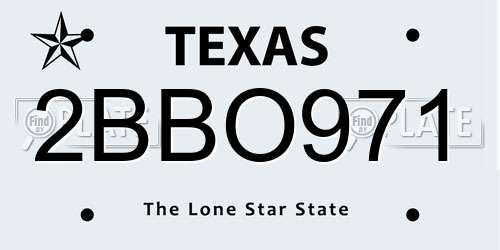 2BBO971 Texas License Plate